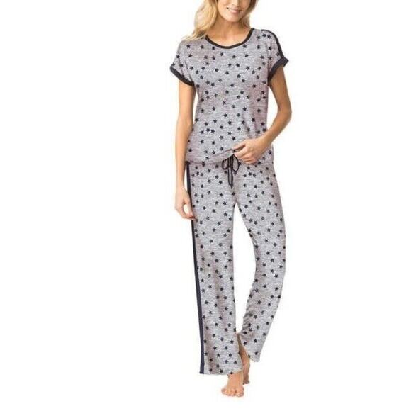 Lucky Other - Lucky Brand Pajama Set Large Grey Star Print Grey Blue Cap Sleeve 2 Piece Set Sl